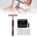 Men's razor set bamboo silver razor manual old fashioned razor including razor blades recycling box and razor holder