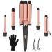 Curling Iron Set, Professional 5 in 1 Curling Wand with 3 Barrel Hair Waver, Dual Voltage Hair Curler, Instant Heating, Temp Adjustment for Wavy/Air Bang/Ringlet/Spiral with Heat Resistant Glove