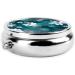 Teal Grey & White Floral Portable Metal Pill Box | Round Mini 3-Compartment | Perfect for Travel | Fastening Design | Small Pills Organizer - Buy Online on GoSupps.com