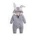 Kids Tales Newborn Baby Winter Warm Outfits Cute Rabbit Ear Hooded Zipper Romper 18-24 Months Grey