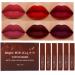 6 Pcs Chocolate Matte Liquid Lipstick Lipgloss Lip Gloss Stain Makeup Set for Women Deep Dark Red 24 Hour Stay on Matte Lipstick Long Lasting labiales matte mate larga duracion 24 horas originales Set02