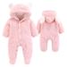 Ceguimos Newborn Baby Jacket Snowsuit Hooded Romper Jumpsuit Warm Fleece Cartoon Bear 0-12 Months Pink 3-6 Months