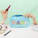 Nylon Waterproof Preppy Makeup Bag - Girls Chenille Letter Portable Travel Organizer for Toiletries and Cosmetics Storage (Blue Hair) - Patches Included - Buy Online on GoSupps.com