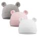 XIAOHAWANG Newborn Hospital Hat Preemie Boys Girls Beanie Cotton Bear Ears Infant Baby Hats 0-6 Months 6-12 Months Bear(white+pink+gray)