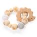 Wooden Rattle for Babies Tummy Time Toys Wooden Teether for Babies 0-6 Months  BPA Free Teething Ring  Newborn Sensory Toys Baby Rattles & Plush Rings