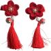 MAGICLULU 2 Pairs Hair Clip for Chinese Clothes Hair Clips Long Tassel Barrette Little Flower Barrettes Chinese Flower Hair Clips Asian Hair Chinese Style Child Red Side Clip - Buy Online on GoSupps.com