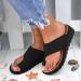 Women Comfy Platform Sandal Orthotic Shoes PU Leather Flat Sole Big Toe Foot Correction Sandals Orthopedic Bunion Corrector Summer Flip Flops Open Toe Breathable Beach Travel Shoes Black 38 38 Black