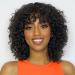 Short Bob Curly Human Hair Wigs with Bangs Wear and Go None Lace Front Human Hair Wigs for Black Women 180% Density Kinky Curly Fringe Bang Wig Human Hair Machine Made Brazilian Unprocessed Virgin Hair Wigs Natural Color...