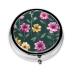 Beautiful Purple Flowersround Pill Box 3 Compartment Round Pill Box Organizer Portable Travel Pill Box for Traveling.