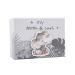 Happy Homewares Cute Baby 3D Elephant Grey Tooth and Curl Small Keepsake Box with Shiny Silver Stars and Palm Leaves | 10cm x 5cm x 8cm