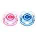 Landofgenie Adult Size Pacifier Large Shield Pacifier Gloss Transparent Design 2 Paci Pack- Blue and Pink