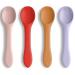 Vicloon 4 Pcs Baby Spoons Silicone Spoon Silicone Baby Feeding Training Spoon Self-Feeding Weaning Spoons Training Feeding for Kids Toddlers Children and Infants 4pcs-pink Series
