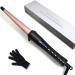 Hair Curling Wand, 1/2-1 Inch Tapered Curling Iron for All Hair Types, Professional Ceramic Hair Curler Wand with Adjustable Temperature 190-450, Include Heat Resistant Glove, Rose Pink