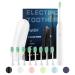 7am2m Sonic Electric Toothbrush for Adults and Kids with Travel Case and 8 Brush Heads 5 Modes with 2 Minutes Build in Smart Timer Roman Column Handle Design (White) White With Travel Case