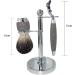Premium Stainless Steel Razor Holder & Shaving Brush - Stylish Men's Shaving Set with Roof Hair Wood Handle - Ideal for 3-Blade Razors (11x17cm) - Buy Online on GoSupps.com