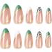 French Tip Press on Nails with Nail Tips Green almond shaped fake nails with black and gold stripe design press on nails Acrylic False Nails Cute Artificial Nails - Buy Online on GoSupps.com