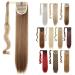 Silk-co Straight Pony Tail Hairpiece Clip in Hair Extensions 23" Wrap Around Ponytail Highlights Long for Women (Light Brown&Blond) 23 Inch Light Brown&Blond II