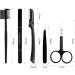 Y-KINZ 5PCS Eyebrow Grooming Kit - Stainless Steel Tools for Women & Men | Tweezers, Razor, Scissors, Brush, Comb & Pencil | Includes Leather Case - Buy Online on GoSupps.com