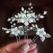 YBSHIN Bride Wedding Silver Hair Pins Crystal Hair Clips Flower Bridal Headpieces leaves Hair Accessories Jewelry for Women and Girls (Pack of 3) (A-Silver)