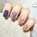 Diduikalor 24PCS French Purple Blooms Press On Nails Short Coffin Medium Length Fake Nails for Women - Buy Online on GoSupps.com