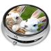 Buy Cute Rabbits Printed Mini Round Pill Box | 3 Compartment Travel Organizer | Portable Medicine Case for Home & Office - Buy Online on GoSupps.com
