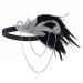 Prosy 1920's Masquerade Feather Headbands Ball Belt Hair Clips Musical Notes Crystal Wearing Gatsby Prom Party 20s Headdress for Women and Girls (Silver)