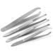 Professional hair plucking tweezers set tweezers 3 x straight 1 x slanted made of stainless steel