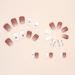 Ceboic 24Pcs Square French Press on False Nails - Short Nude/White Tulip Flower Pattern - Glossy Acrylic Full Cover Stick on Nails for Women - Buy Online on GoSupps.com