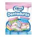 Vidal Dents originales en blanc bleu vert et jaune Bonbon en caoutchouc en forme de dentier sans gluten et sans graisse - Sachet de 250 u