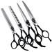 Fenice Peak 7.5'' Professional Dog Grooming Scissors Set with Black Non-Slip Handle 440C Stainless Steel Straight Thinning Curved Chunker Shears 4pcs Set for Pet Grooming Services Combo 7.5''