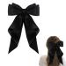 INBOLM Big Bow Hair Clips with Long Silky Satin Bow Hair Clip Hair Bows for Women Vintage Big Bowknot Hairpin Soft Satin Silky Solid Color Hair Clip for Women Girls(Black)