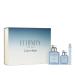 Calvin Klein Eternity Aqua Eau De Toilette Woody Men's Cologne With Notes of Cucumber Sage & Sandalwood Long Lasting Fragrance 3 piece set (3.3 fl oz. + 1 fl oz. + 0.33 fl oz.)