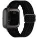 UHKZ Stretchy Nylon Bands Compatible with Fitbit Versa/Versa 2/Versa Lite/Versa SE for Women Men,Adjustable Breathable Fabric Sport Elastic Wristband for Fitbit Versa Smart Watch Black