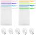 8 Pieces Soap Net Bag with 5 Pack Suction Hook Mesh Soap Saver Bags Soap Pouch Double Layer Foaming Net with Drawstring for Foaming Drying Soap