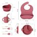 6-Piece Baby Dishes Set | Silicone Children s Tableware with Suction Cup | BPA-Free Light Pink Bowls Plates Bibs & Cups - Buy Online on GoSupps.com