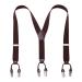 Kangdai Men's braces 6 clips heavy duty men braces y back 20 colors durable elastic adjustable braces strong metal clips brown carrier brown