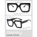 Onrtry Oversized Blue Light Glasses for Men & Women - Thick Frame Non-Prescription Eyewear | Bright Black 54mm - Buy Online on GoSupps.com