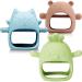 3 Packs Silicone Baby Teething Toy Infants Rattling Teether Baby Chew Toys Never Drop Teether Soothing Pacifier for Babies 0-6 Months (Blue)