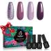 Beetles 4 Colors Purple Glitter Gel Nail Polish Set - Lilac Mauve Gel Polish Kit Purple Nail Polish Soak Off LED Lamp Gel Nail Kit Vanish Manicure DIY Home Nail Decoration Gifts for Women Light Purple-Lilac-Dark Purple