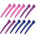 Jeopoom hair clips hairdressing requirement 12 pieces hairdresser compartment clipping hair clips combi made of plastic non-slip hair needle hair accessories for girls hair clip for fixing hair 1-rosa purple blue