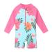HUAANIUE Baby Girls Shortsleeve One Piece Zipper Swimsuit 6Month-3Year UPF 50+ Sun Protection Swimming Costume 5-6 Years 09 Cyanflower Swimwear