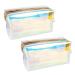 Jubaopen 2 pieces transparent cosmetic bag make -up bag laser cosmetics bag with zipper waterproof make -up pocket wearable travel wash bag laser glitter pencil bag (18 7.5 10cm) cosmetic storage
