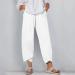 Womens Summer Linen Palazzo Pants High Waist Elastic Relax Fit Yoga Sweatpants - White XX-Large - Buy Online on GoSupps.com