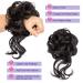 2PCS Messy Bun Hair Pieces for Women - Natural Black & Dark Brown Curly Updo Scrunchies | Synthetic Hair Buns for Chignon Hairstyles - Buy Online on GoSupps.com
