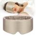 100% Mulberry Silk Sleep Mask Eye Mask for Women Man with Adjustable Band for Side Sleeper Blackout Sleep Mask for Travel Rest and Office Large Size (Taupe)