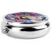 Many Strange Eyes Portable Metal Pill Box - Round Mini 3-Compartment with Hinged Design for Travel - Perfect for Small Pills - Stylish Black - Buy Online on GoSupps.com