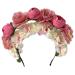 amangul Bride Garlands Party Wedding Flower Headband Beach Headwear Hairband Girl Hair Accessory Women Head Hoop(White Powder Double)
