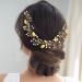 Handcess Gold Pearl Wedding Hair Vines | Elegant Bride & Bridesmaid Headpieces with Leaves & Strass - Buy Online on GoSupps.com