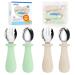 Nesritoy 4 Set Baby cutlery set | Children's cutlery with storage pocket silicone spoon fork for BPA free of charge with anti-choke design for baby toddler cutlery mint+beige