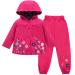 LZH Baby Girls Raincoat Suit Waterproof Hooded Coat Jacket & Trousers 2Pcs Outwear Clothes Set Magenta 2-3 Years